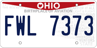 OH license plate FWL7373