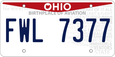 OH license plate FWL7377
