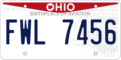 OH license plate FWL7456