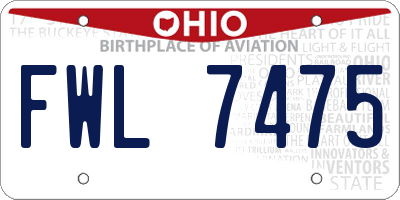 OH license plate FWL7475