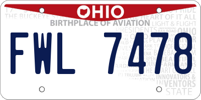 OH license plate FWL7478