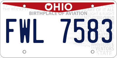 OH license plate FWL7583
