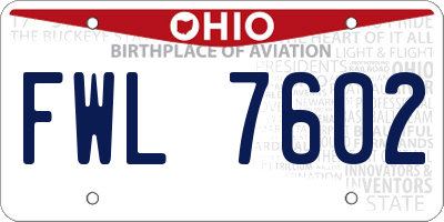 OH license plate FWL7602