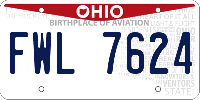 OH license plate FWL7624