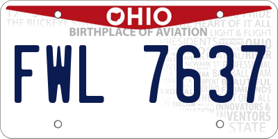 OH license plate FWL7637
