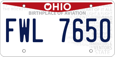 OH license plate FWL7650