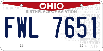 OH license plate FWL7651