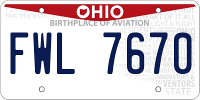 OH license plate FWL7670