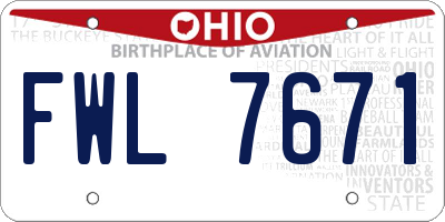 OH license plate FWL7671