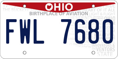 OH license plate FWL7680