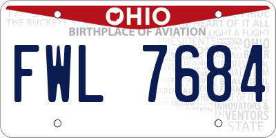 OH license plate FWL7684