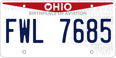 OH license plate FWL7685