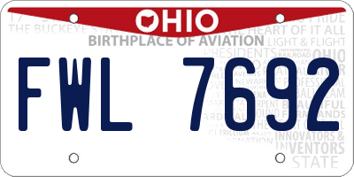 OH license plate FWL7692