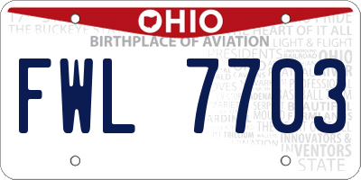 OH license plate FWL7703