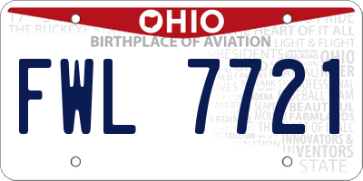 OH license plate FWL7721