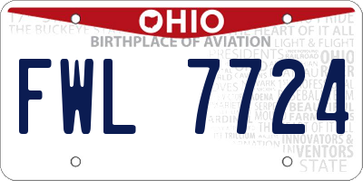 OH license plate FWL7724