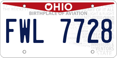 OH license plate FWL7728