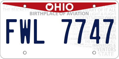 OH license plate FWL7747