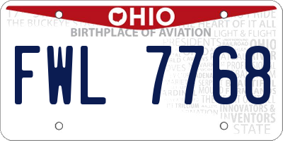 OH license plate FWL7768