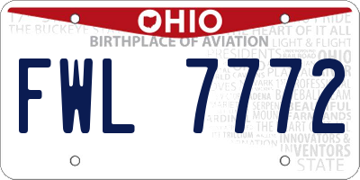 OH license plate FWL7772