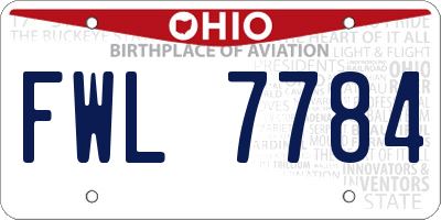 OH license plate FWL7784