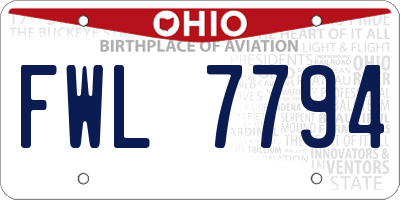 OH license plate FWL7794