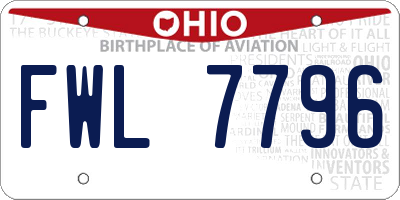 OH license plate FWL7796