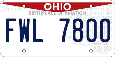 OH license plate FWL7800