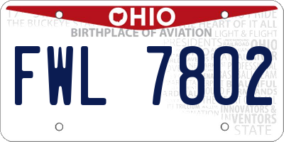 OH license plate FWL7802