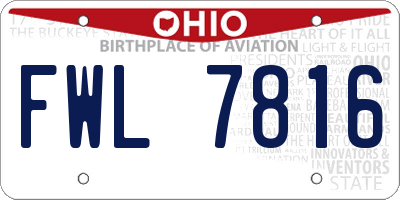 OH license plate FWL7816