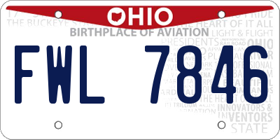 OH license plate FWL7846
