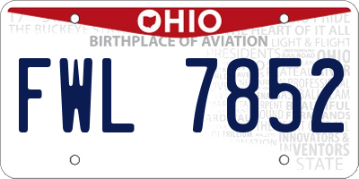 OH license plate FWL7852