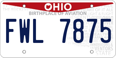 OH license plate FWL7875