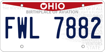 OH license plate FWL7882
