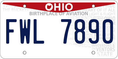 OH license plate FWL7890