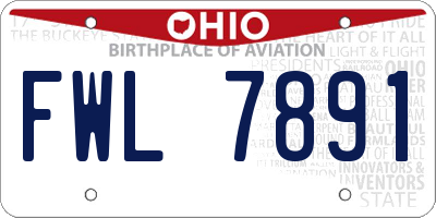 OH license plate FWL7891