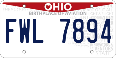 OH license plate FWL7894