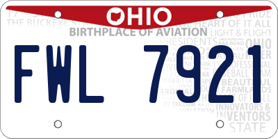 OH license plate FWL7921