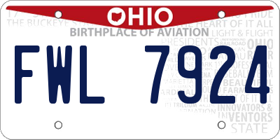 OH license plate FWL7924