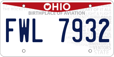 OH license plate FWL7932