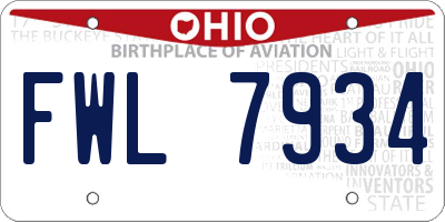 OH license plate FWL7934