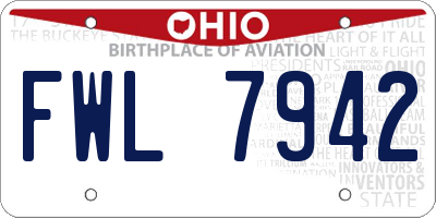 OH license plate FWL7942
