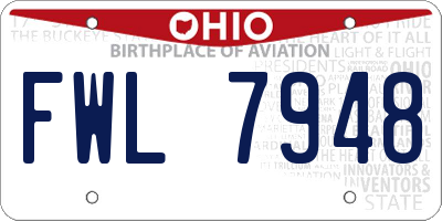 OH license plate FWL7948