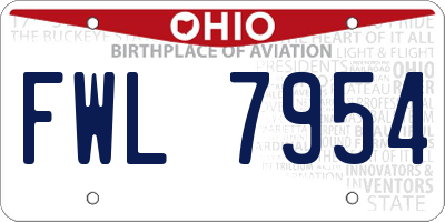 OH license plate FWL7954