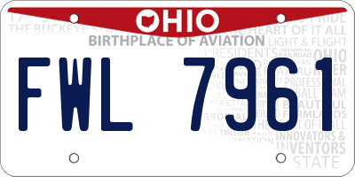 OH license plate FWL7961