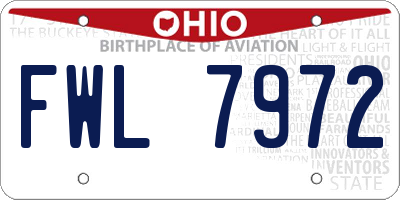 OH license plate FWL7972