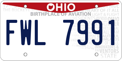 OH license plate FWL7991