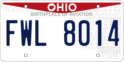 OH license plate FWL8014