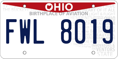 OH license plate FWL8019