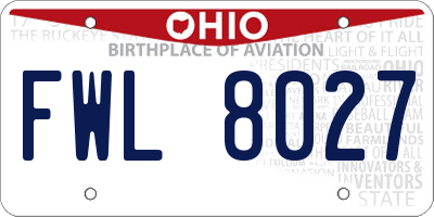 OH license plate FWL8027